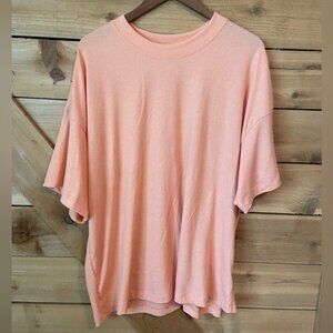Blumin Apparel Peach Ribbed Jersey Short Sleeve Tunic Top